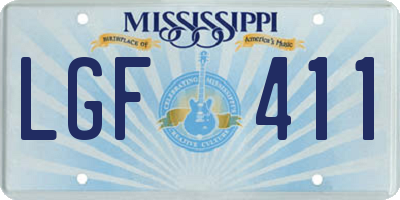 MS license plate LGF411