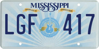 MS license plate LGF417