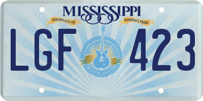 MS license plate LGF423
