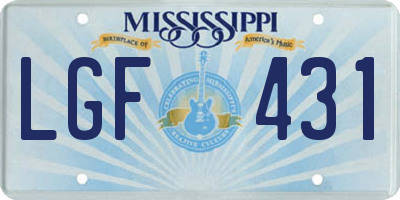 MS license plate LGF431