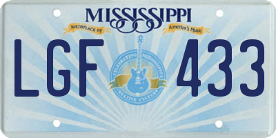 MS license plate LGF433