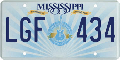 MS license plate LGF434