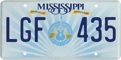 MS license plate LGF435
