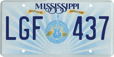 MS license plate LGF437