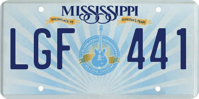 MS license plate LGF441