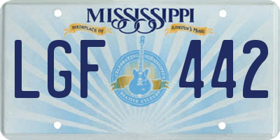 MS license plate LGF442