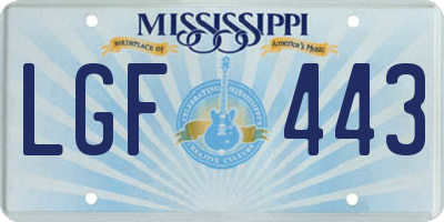 MS license plate LGF443