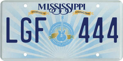 MS license plate LGF444