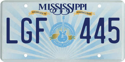 MS license plate LGF445