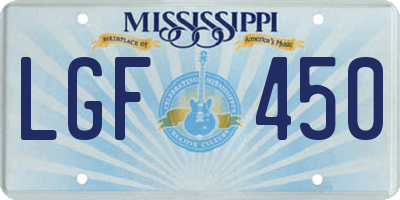 MS license plate LGF450