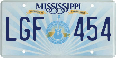 MS license plate LGF454