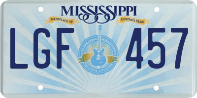 MS license plate LGF457