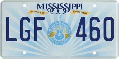 MS license plate LGF460