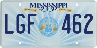 MS license plate LGF462