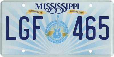 MS license plate LGF465