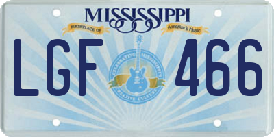 MS license plate LGF466