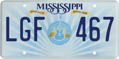 MS license plate LGF467