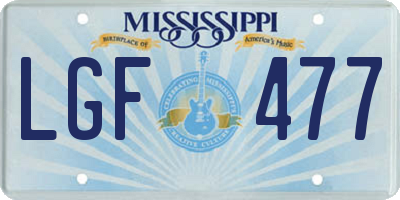 MS license plate LGF477