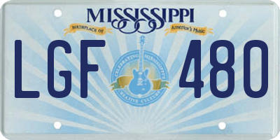 MS license plate LGF480