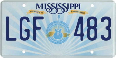 MS license plate LGF483