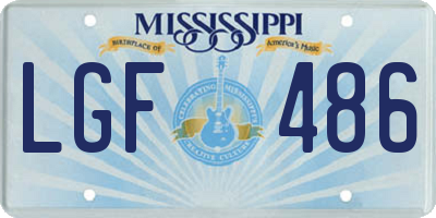 MS license plate LGF486