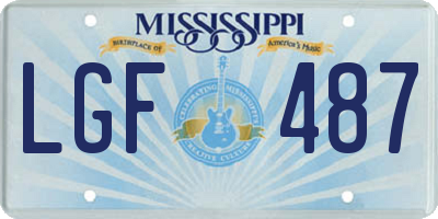 MS license plate LGF487