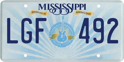 MS license plate LGF492
