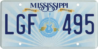 MS license plate LGF495