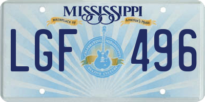 MS license plate LGF496