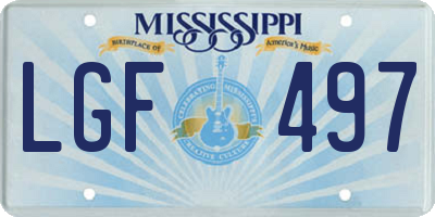MS license plate LGF497
