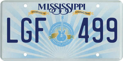 MS license plate LGF499