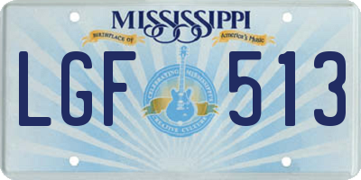 MS license plate LGF513