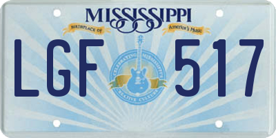MS license plate LGF517