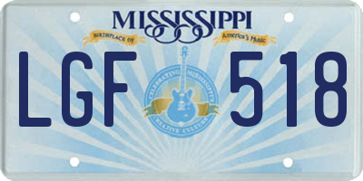 MS license plate LGF518