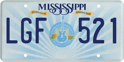 MS license plate LGF521