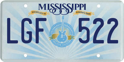 MS license plate LGF522