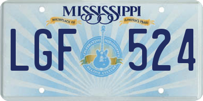 MS license plate LGF524
