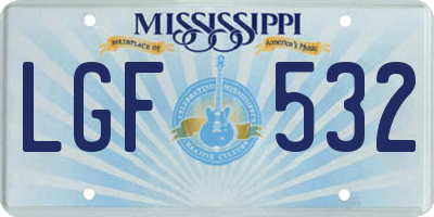 MS license plate LGF532