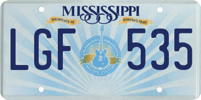 MS license plate LGF535