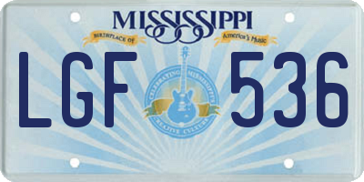 MS license plate LGF536