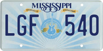 MS license plate LGF540