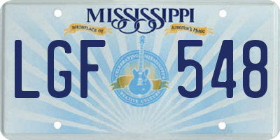 MS license plate LGF548