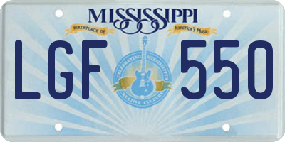 MS license plate LGF550