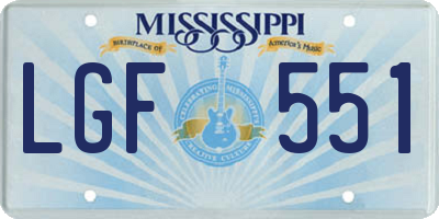 MS license plate LGF551