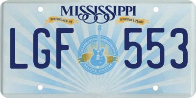 MS license plate LGF553