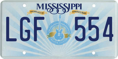 MS license plate LGF554