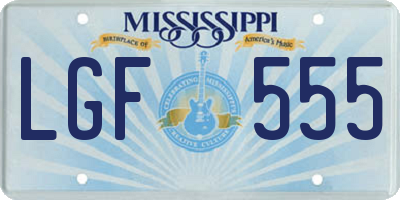 MS license plate LGF555