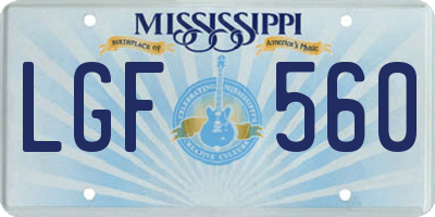 MS license plate LGF560