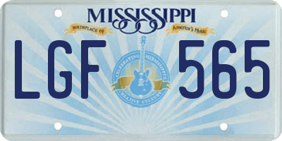 MS license plate LGF565