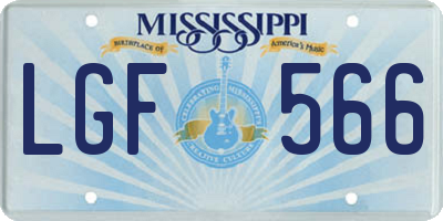 MS license plate LGF566